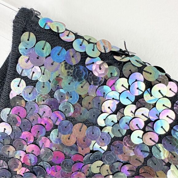 Bird by Juicy Couture Wool Knit Mermaid Sequin Dress w/Flutter Sleeve Sz Large - Picture 4 of 14